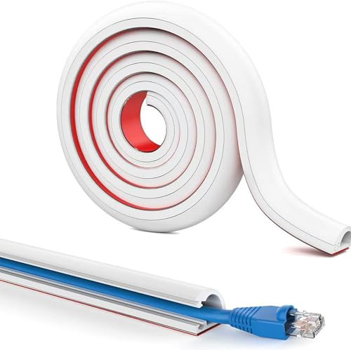 ZMZaoan 1m Mini Blanc Goulotte Passe Cable pour Un Câble, Cache-Câbles Auto-Adhésif - Cache Cable TV Mura Electrique en Silicone pour Cache Fil et Gestion des Cables Muraux