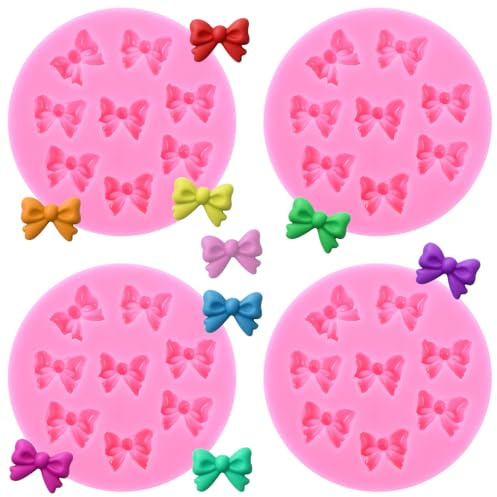 4 PCS Mini Bows Chocolate Mould, Silicone Fondant Bow Molds for Chocolate, Silicone Candy Bows Molds for DIY Desserts, Cake Pop, Candy, Cake Decorating | Bow Silicone Mold, Silicone Bow Mold for DIY Desserts, Cake Pop, Candy, Cake Decorating