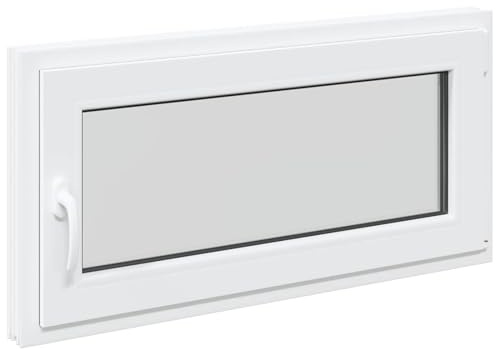 RISOR Manuellt källarfönster 100 x 50 cm PVC och glas, Modern fönsterdesign för källare, hållbart, energibesparande PVC-material, värmeisolering, ljudisolering