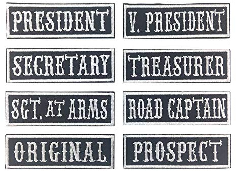 8 x GodEagle Aufnäher 10,2 cm B x 2,5 cm H MC/RC Offizier Title Rank Vest Patches President VP Rocker Rider Motorrad Biker Name Jacke Patches Aufnäher Aufbügler Aufbügler Aufbügler