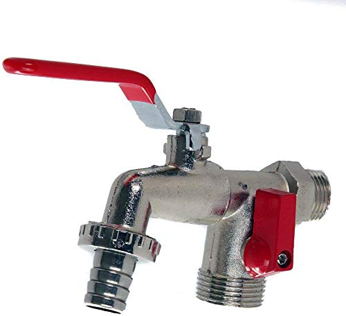 Soytich Doppelanschluss Auslaufventil Kugelhahn Auslaufkugelhahn Zapfhahn 1/2 Zoll (hahn01)