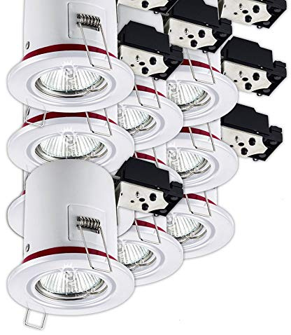 LampesEcoEnergie Lot de 10 Support de Spot BBC Orientable Blanc Diamètre 90mm avec Douille GU10 ref. 826