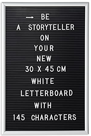 Relaxdays Letterboard, 145 Buchstaben, Zahlen, Sonderzeichen, 45x30 cm, Buchstabentafel zum Stecken, Kunststoff, weiß