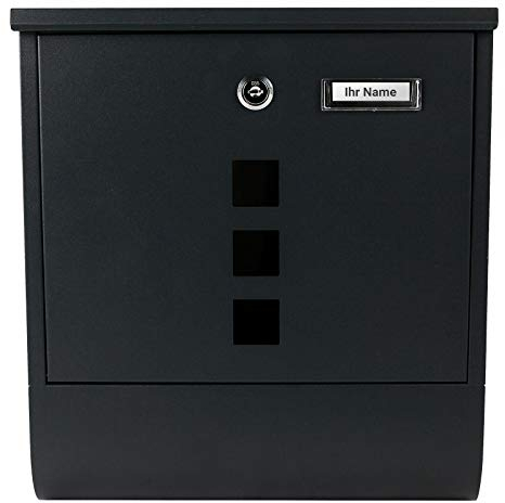 Verda Briefkasten mit Zeitungsfach, 2X Schlüssel, Schwarz Wandbriefkasten Zeitungsrolle Edehlstahl Designer Postkasten Wetterfest (Schwarz Matt SN3671)