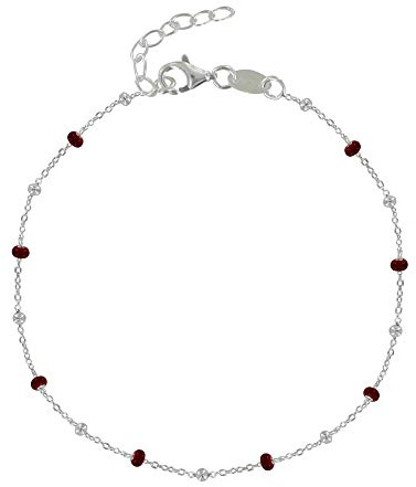 LES POULETTES BIJOUX - Bracelet Argent 925 Perles Émaillées et Perles Argent 925 - Rouge