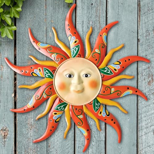 VOKPROOF Décoration murale en métal en forme de soleil - 44 cm - Sculptures et statues de jardin - Décoration murale pour intérieur et extérieur, ferme, terrasse, jardin