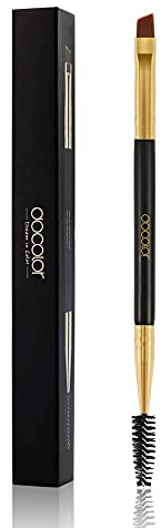 Docolor Pennello Sopracciglia Pettina Sopracciglio Pennello e Pettine per Sopracciglia 1 Pezzo Professionale a Doppia Estremità Angolata per Sopracciglia e Pennello per Ciglia, Nero