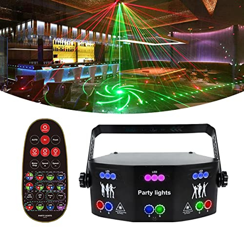faginx Luci stroboscopiche a 15 Occhi LED, Luci per Feste DJ Luci da Discoteca, RGB UV Viola Chiaro, Controllo vocale stroboscopico/DMX-512, Combinazioni di Motivi Multipli