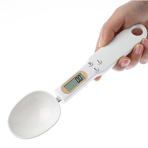 Medición de cucharas 500g 0.1g escala de cocina digital portátil LCD Muestra de medición de la cuchara gramo de gramo de la cuchara de peso de la cucharada de la cucharada (Color : White)
