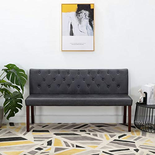 Voupuoda Sitzbank, Küchensitzgruppe, Bänke, Esszimmergruppe, Sitzhocker,Eckbankgruppe, 148,5 cm Grau Wildleder-Optik