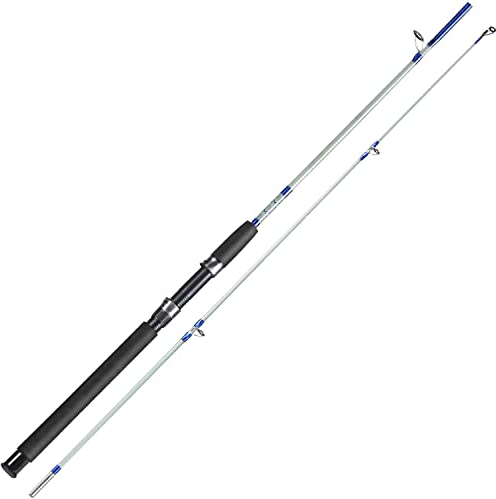 Sougayilang Angelrute, 2-teilige Composite Graphit & Glas Rohlinge Salzwasser Schlepprute Offshore Surf Angelrute für Wels, Lachs-Glasfaser-Spinnrute - Blau - 1,8 m