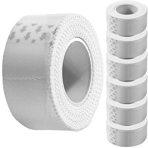 Vakly Cloth Medical Tape 1 in x 10 yd (6 Rolls) – Breathable Silk-Like Adhesive First Aid Tape, Latex-Free Hypoallergenic Bandage & Wound Dressing Tape