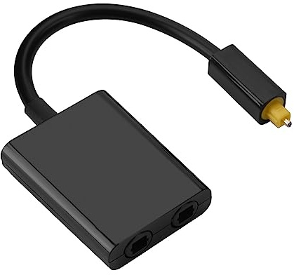 Akozon Toslink Splitter 1 in 2 Out, Audio Splitter Adapterkabel Out Schwarz Dual Port Toslink Digital Optical (Schwarz)