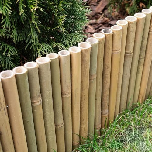 Floordirekt Bambus Beetumrandung - Flexible Beeteinfassung - Steckzaun - Rasenkante - Palisade - Abgrenzung für Blumen und Beete (15 x 100 cm)
