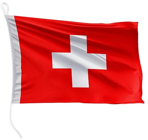 FLAGLY Premium Bootsfahne Schweiz 30 x 20 cm - 115g/m² Stoffgewicht - gedruckt, robust mit Strick & Schlaufe, Bootszubehör Motorboot (30 x 20 cm - Schweiz)