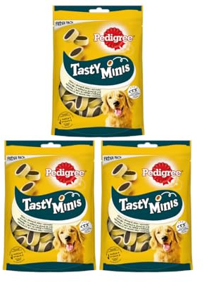 Pedigree Tasty Minis Leckerbissen für Hunde mit Käse und Rindfleisch (3 x 140g)