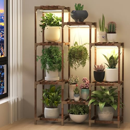 HOMKIRT - Soporte para plantas con luz (10 niveles con luz de crecimiento)