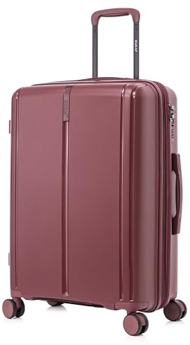 DUKAP AIRLEY Expandable Luggage with Spinner Wheels | 24 in TSA Approved Hard Shell Travel Suitcase with Combination Lock, Retractable Trolley, Side Studs, and Gel Handles | Wine