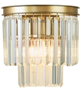 NICRX 25 * 25 cm E14 Goldsockel & Kristallglas-Wandleuchte,Moderne Kristall-Wandlampe,Wandleuchten innen für Wohnzimmer,Nachttisch,Flur Wanddeko (Gold)