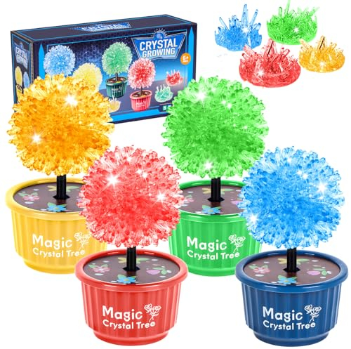 Los niños cultivan Sus Propios experimentos con Cristales (Crean 4 Flores) Crecimiento rápido Las 24 Horas Adecuado niños y niñas, Stem Educativo/creación decoración,Juguete para Niños de 6 a 9 años