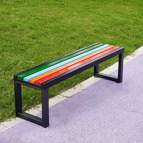 SORVA Metallbank ohne Rückenlehne, Gartenbank für die Terrasse im Freien, Stahlsitz für draußen, Park-Loveseat-Stuhl, Sitzgelegenheiten für Terrassenmöbel, wetterbeständig, für Hof, Veranda, Rasen