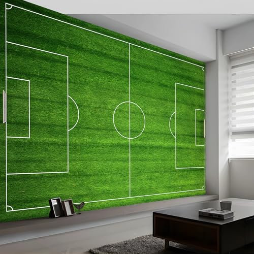 Murales da Parete Struttura Dell'Erba Verde Del Campo Di Calcio Carta da Parati, Verde Carta da Parati Murale, 250x175 cm (WxH) HD 3D Fotomurale Adatto per Soggiorno Camera da Letto Cameretta Ufficio