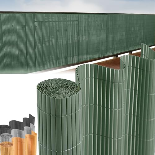 STREND PRO Balkon Sichtschutz | PVC sichtschutzmatte | Grün | 0.9m Hoch, 3m Länge | Wetterfester für Privatsphäre, Balkon Windschutz | Balkon Seitensichtschutz ohne Bohren Terrassen