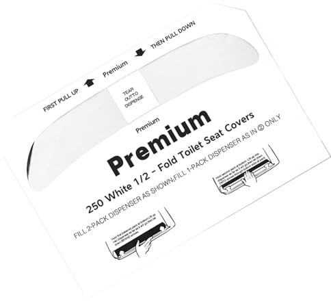Toilet Seat Covers Paper - 250 Half Fold Disposables Toilet Liners, Flushable Travel-Size Thick Bathroom Hygiene Covers | 14x16in Eco-Friendly Seat Protectors for Camping Public Restrooms