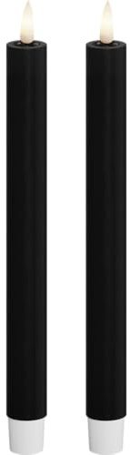 Deluxe Homeart Flammenlose LED-Kerzen, 2 Stück, mit Real Flame™-Technologie, batteriebetriebene Kerzen (schwarz, 24 cm)