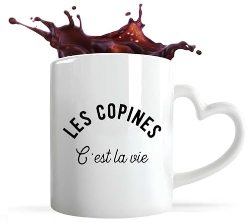 Tasse Coeur Pas Cher Les Copines | Mug avec anse en forme de Coeur | Idée Cadeau Amie Copine Femme Parfaite Drôle Humour Original Anniversaire Unique