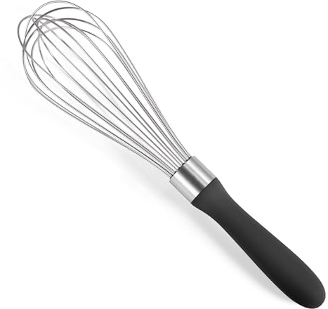 Doosu 28cm Schneebesen zum Kochen, Ballonschneebesen aus 18/8 Edelstahl, robuster Handschneebesen Rührbesen mit 8 flexiblen Drähten zum Mischen Rühren Schlagen Aufschäumen (Schwarz)