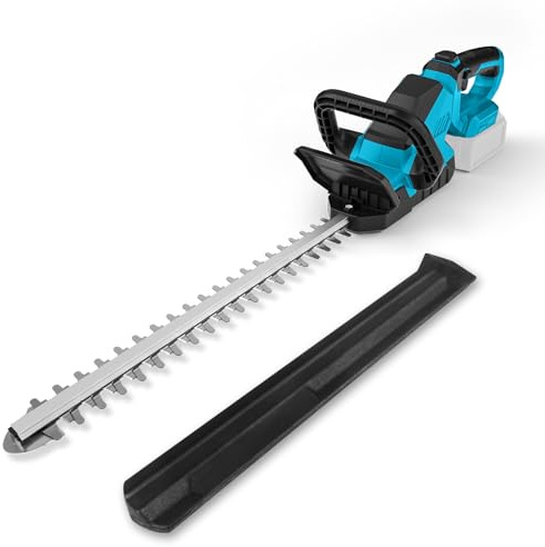 Batteridriven häcksax kompatibel med Makita 18 V batteri (utan batteri), 3 000 RPM borstlös elektrisk busksax med 52 cm blad och 180° vridbart huvud
