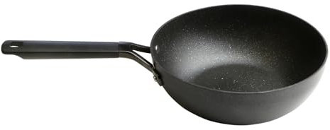 WECOOK! Phat-wok Wok de aluminio forjado 28 cm | 3mm de espesor | Antiadherente QuanTanium | 5 capas | Full Induction | Apta para Inducción, Vitro, Gas y Horno | Color Negro