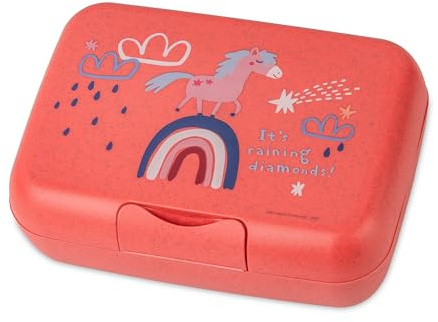Koziol CANDY L DREAMS Lunchbox | mit Trennschale, Clipverschluss | für Kinder | biozirkulärer Kunststoff, bruchfest, spülmaschinengeeignet | Schule, Kindergarten, Kita, Reise (organic coral red)