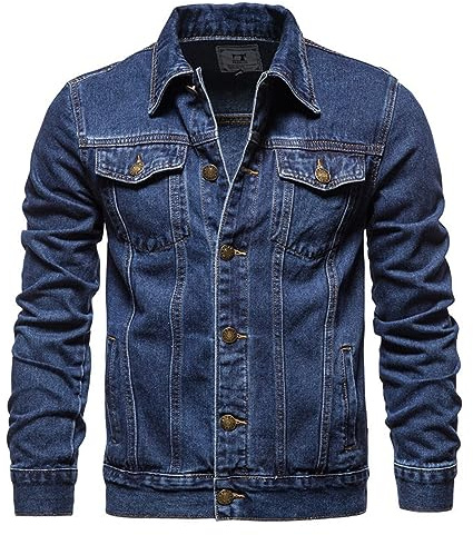 Giacca di Jeans da Uomo, Giacca Uomo Primaverile, Giacca da Uomo Denim Trucker Giacca Classico Lavato Stile Vintage Jeans Cappotto per Gli Uomini Giacca Casual Slim Fit per Donna Uomo Denim Jacket