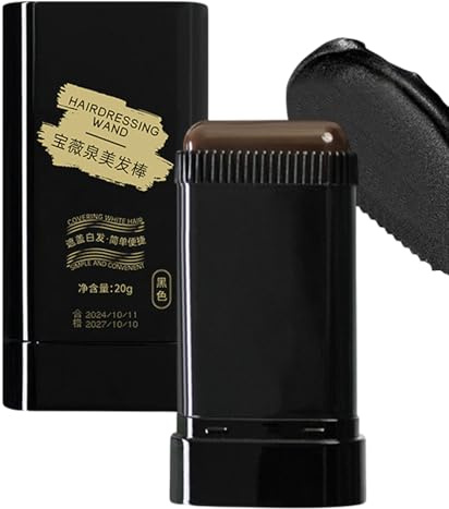 MLqkpwy Tinte para el cabello seguro y práctico, cepillo de retoque de raíces de 9 x 4 cm, portátil, impermeable y a prueba de sudor, barra de tinte para el cabello, 2 en 1, color negro instantáneo