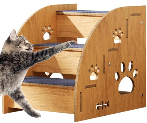 Nevalerra Hundetreppe fürs Bett,Hundetreppe fürs,Haustiertreppe für den Innenbereich, Hundetreppe | Hundebettstufen, Hundetreppen, Haustierstufen zum Hochbettklettern, Katzentreppen aus Holz,