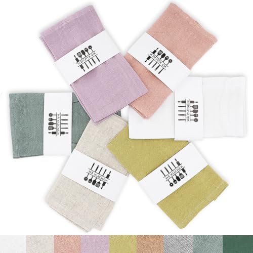 Tutamaz Stoffservietten Leinenservietten, 6er Set Nachhaltige Leinen Servietten Stoff, Hochwertige Abwaschbare Servietten Tischdekoration für Küche Familie Party Tabellen Abendessen Cafe Restaurant