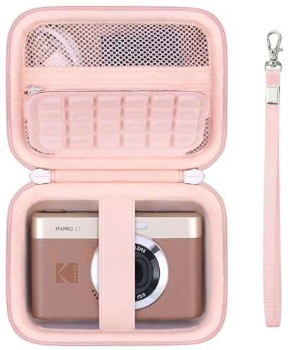 Supmay Caso de Viaje para Kodak Pixpro C1 - Cámara Digital ultracompacta, Soporte de Almacenamiento portátil para cámara Digital con Bolsa de Malla para Cargador y Cable de Carga, Rosa
