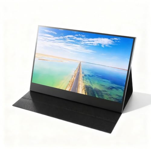 QWUUYEC Moniteur Gaming Écran Portable 13,3 Pouces, IPS 1080P Full HD, Double Type C, Bordure Fine, Cover Cuir - Compatible PC Portable et Téléphones, HDMI, Son Stéréo Intégré