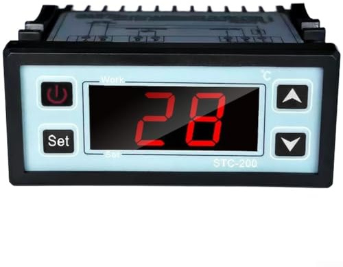 Digital Programmable Thermostat Dual Temperature Controller with Heating and Cooling Modes, Independent Sensors for Precise Control in Water Heaters, Refrigerators, Aquariums, Black