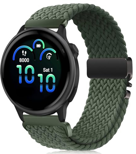 RUIMAYA Smartwatch Armband Kompatibel mit Venu 4 41mm/3S/2S/Vivoactive 4S/3S, Geflochtenes Uhrenarmband 18mm für Forerunner 255S/265S, Olivgrün