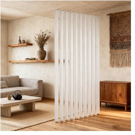 HUFIREHU Wandtrennwand Raumteilerpfosten Aus Aluminium Wandpfosten-TrennwäNde FüR Wohnzimmer SäUle Mit Verstellbarem Fuß FüR Studio/Flur/Treppeneingang Ohne Bohren(6 Sticks,240cm/94.4in)