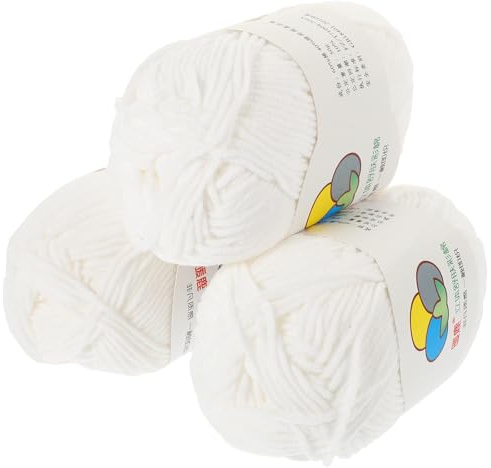 Gadpiparty Cotton Yarn Hand Knitting Yarn 3 Rolls for Dishcloths Breathable Long-Staple Material Suitable for Decorative Projects and DIY Crafting