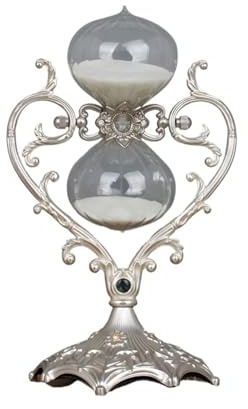 Sablier de Temps en Forme cœur, minuterie, Ornement Verre, Sable coulant, sablier créatif for la Maison pour Maison(Silvery,60min)