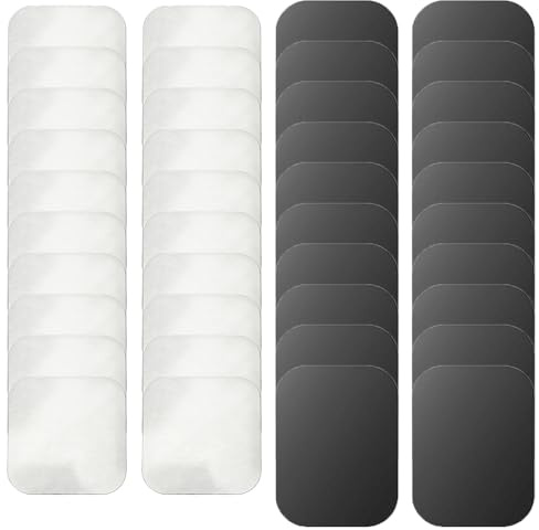 Lxtness Metallplatte Metallplättchen Selbstklebend, 40 Stück Handy Metall Platte Selbstklebende Set, Mit Starkem Kleber für Magnete Kfz Zubehör Handy Handyhalterung Auto, Schwarz + Silber