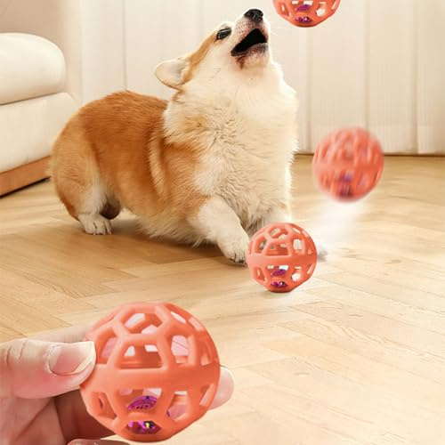 Palla interattiva per animali domestici con campana all'interno, giocattolo da masticare in gomma cava per cani e gatti, palla da masticare per la pulizia dei denti per cuccioli, gattini, cura orale e
