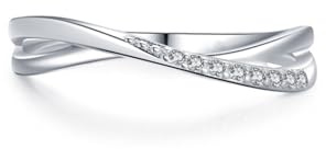 KnSam Echtes Diamantring Weißgold 750 18 Karat, Geometrisch Verlobungsring mit Diamant, Gold 750 Freundschaftsringe, Gr.63 (20.1)