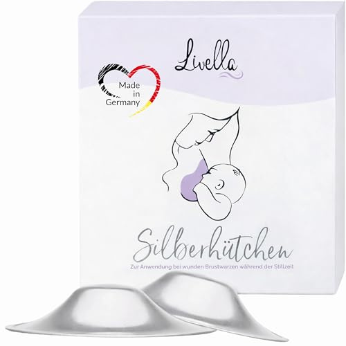 Livella Coppette d'Argento 999 Massiccio - Paracapezzoli Allattamento - Dispositivo Medico CE - Made in Germany - Protezione Naturale Capezzoli e Seno - Sollievo Post Partum - Taglia Unica Comfort