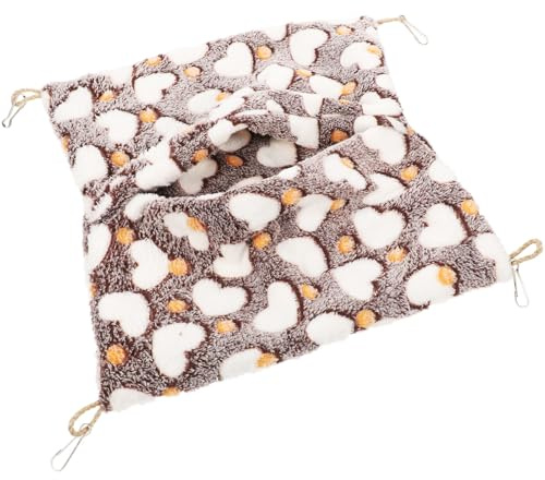 ARTSEWPLY Guinea Pig Bed and Small Animals Cage Hammock, Envelope-Style Plush Hanging Pet, Warm Furry Hamster and Squirrel Cushion, 32x34cm Brown Heart Design, Pet Supply for Rodents